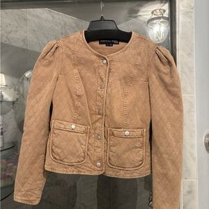 Veronica Beard denim quilted cropped jacket